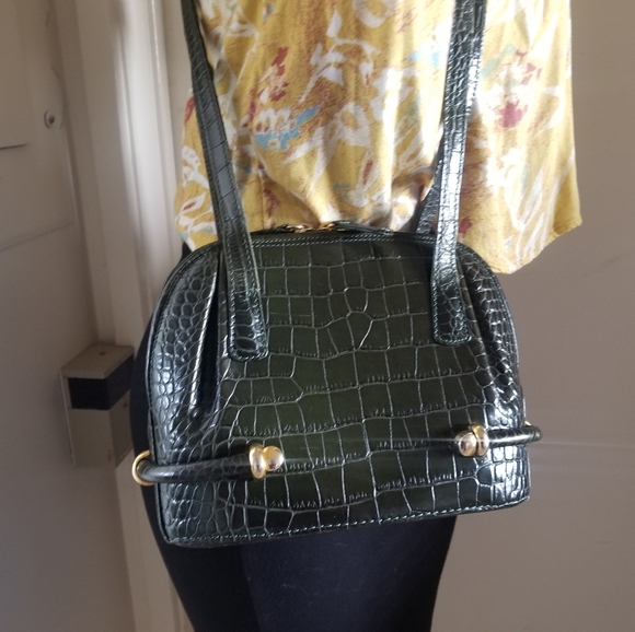 Vintage Bally croc green leather mini shoulder bag - Picture 4 of 12
